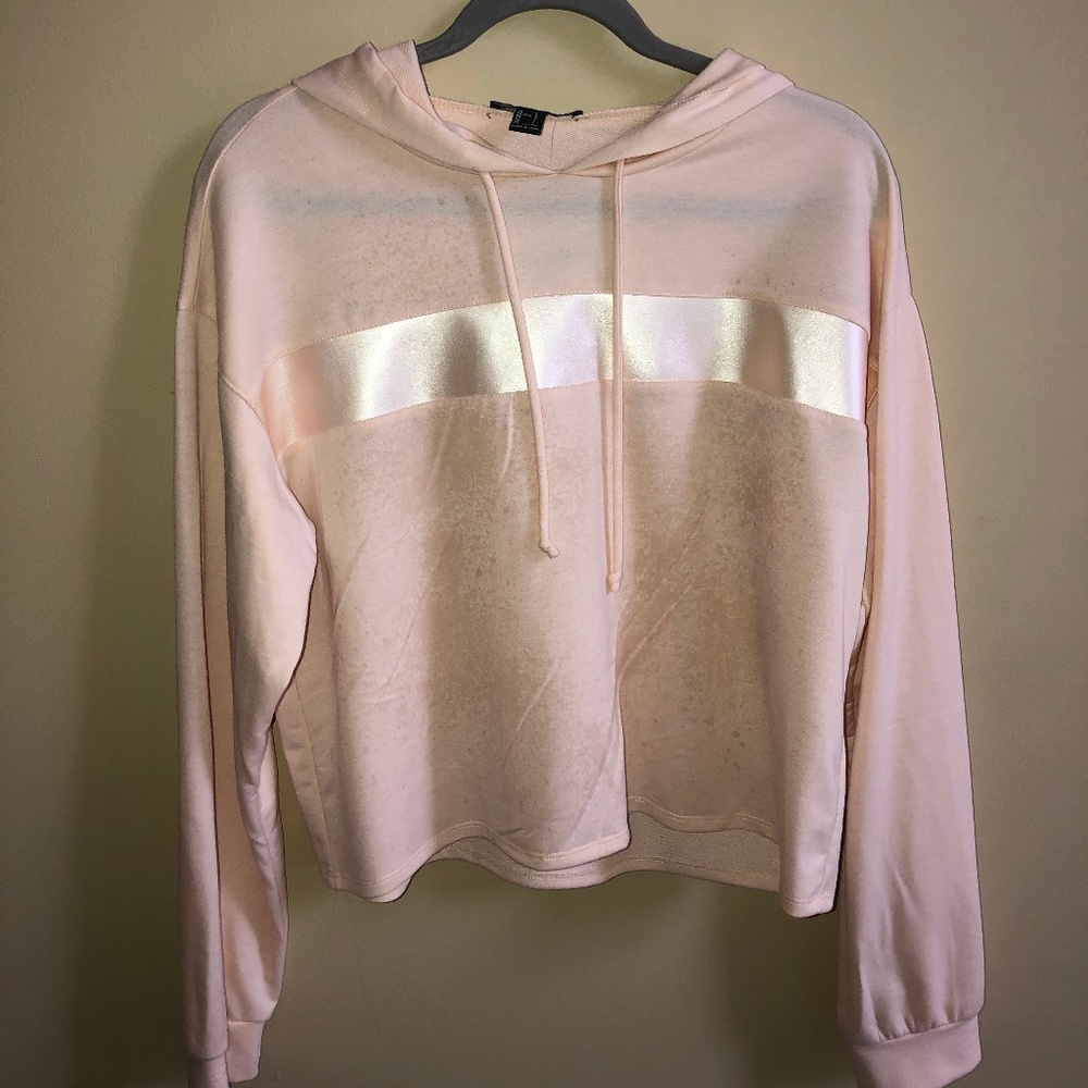 Faux Leather Stripe Sweatshirt